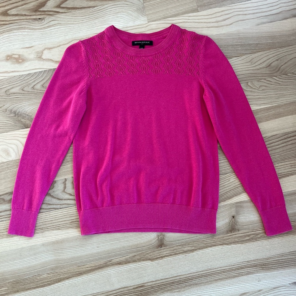 Banana Republic Vibrant Pink Crew Neck Top